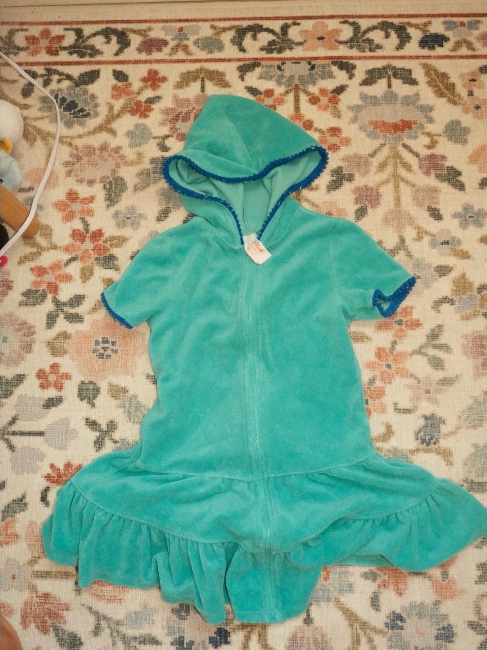 Cat & Jack Teal Hooded Ruffle Swim Cover-Up